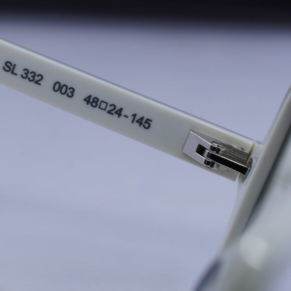 Saint Laurent SL332 003 Rectangle Sunglasses - Ivory/Grey - Picture 8 of 9